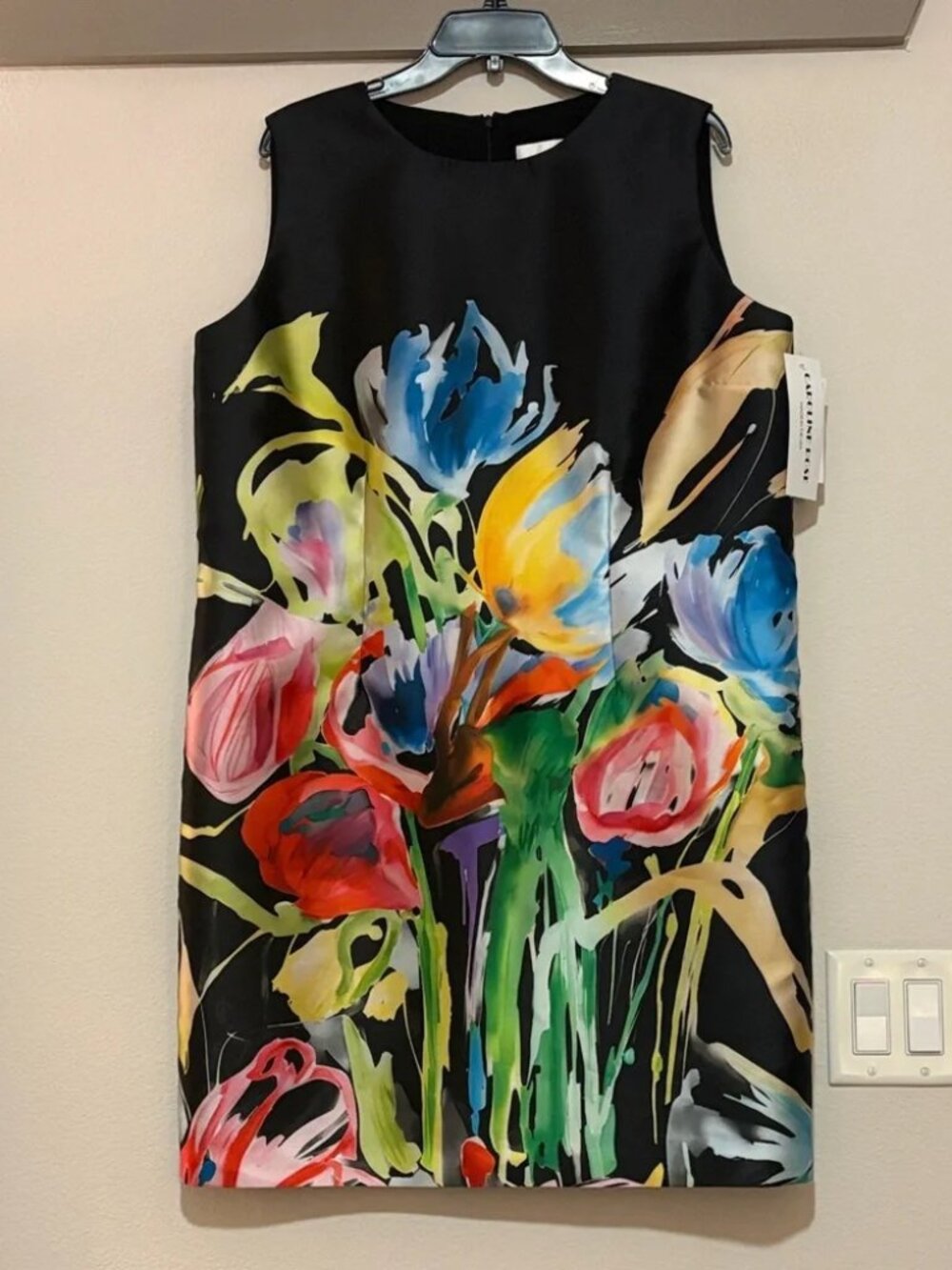 Report Caroline Rose Watercolor Print Sleeveless Dress SZ L NWT